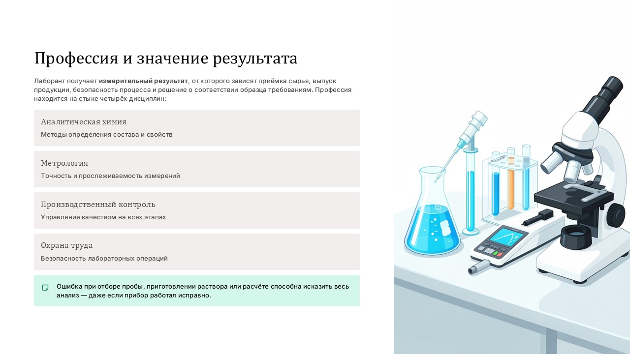 Рабочий цикл лаборанта химического анализа